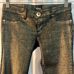 Gold Glitter Black Stretch Jeans